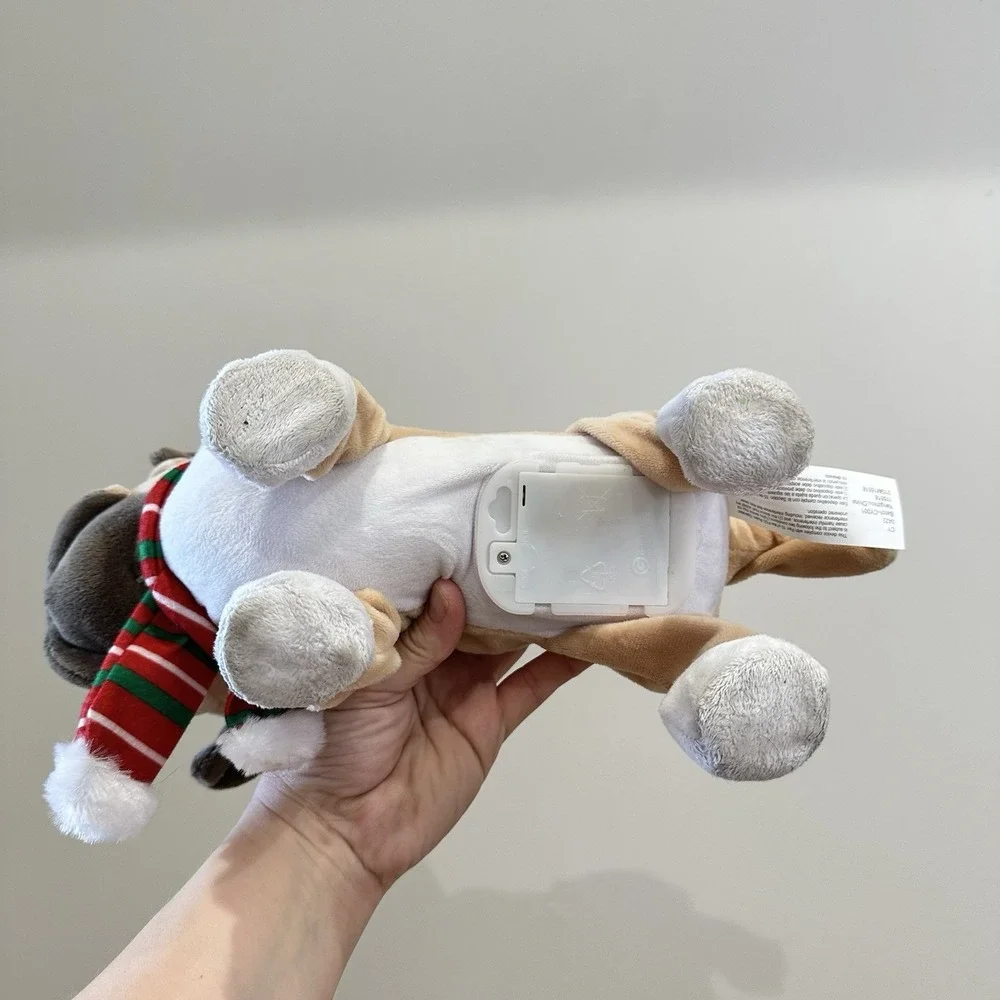 Gemmy Animated Singing Jumping Christmas Pug Dog RARE Hat Scarf 12